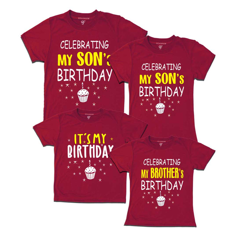 Celebrating My Son's Birthday Family T-shirts in Maroon Color available @ gfashion.jpg