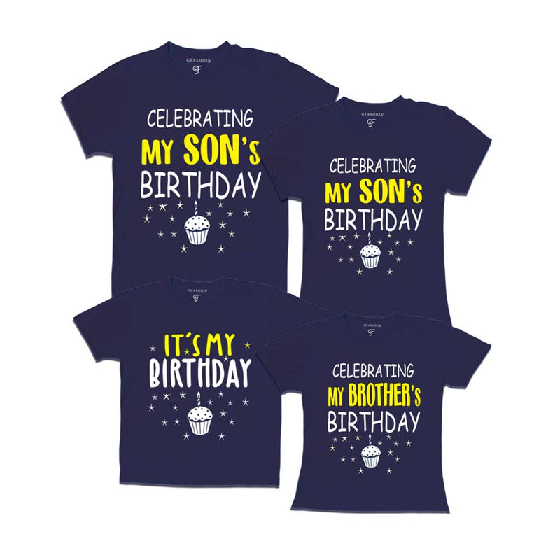 Celebrating My Son's Birthday Family T-shirts in Navy Color available @ gfashion.jpg