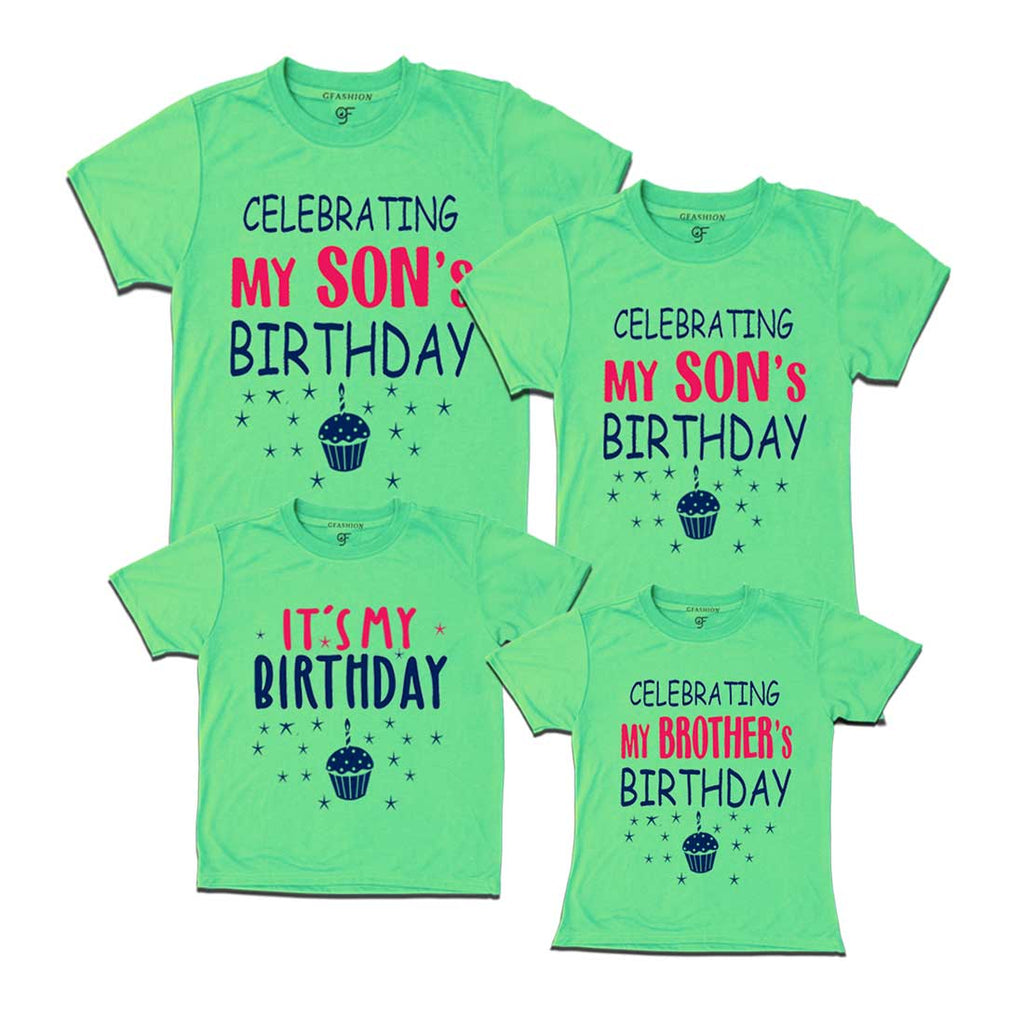 Celebrating My Son's Birthday Family T-shirts in Pista Green Color available @ gfashion.jpg