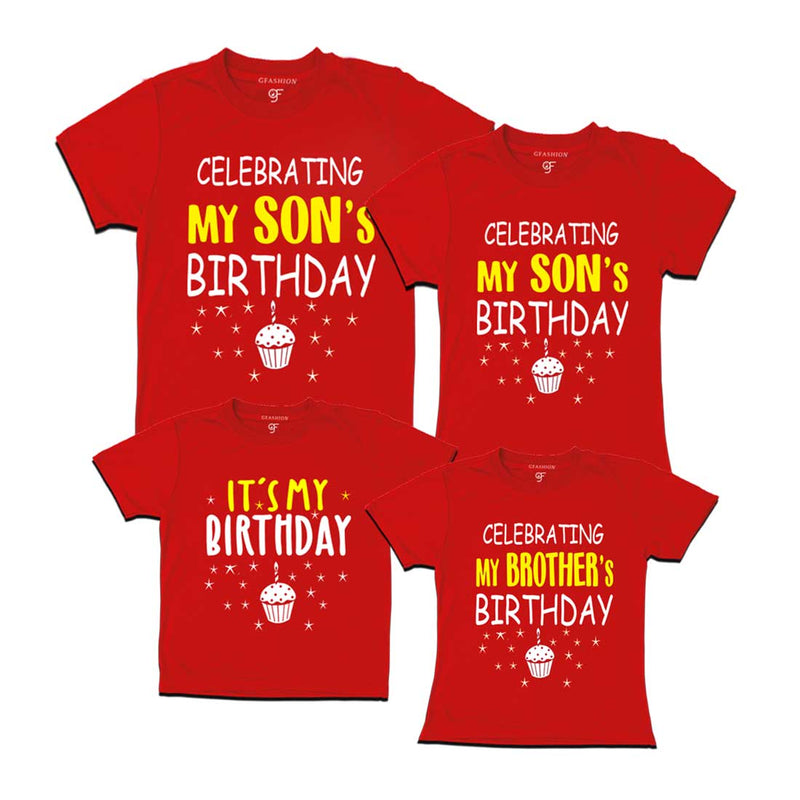 Celebrating My Son's Birthday Family T-shirts in Red Color available @ gfashion.jpg