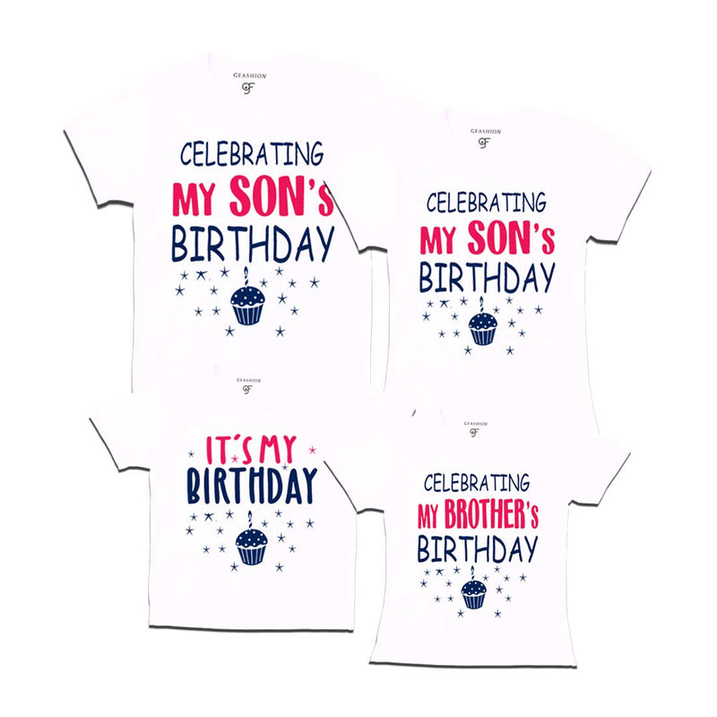 Celebrating My Son's Birthday Family T-shirts in White Color available @ gfashion.jpg