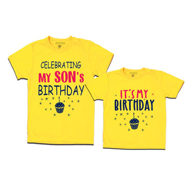 Celebrating My Son's Birthday T-shirts With Dad in Yellow Color available @ gfashion.jpg
