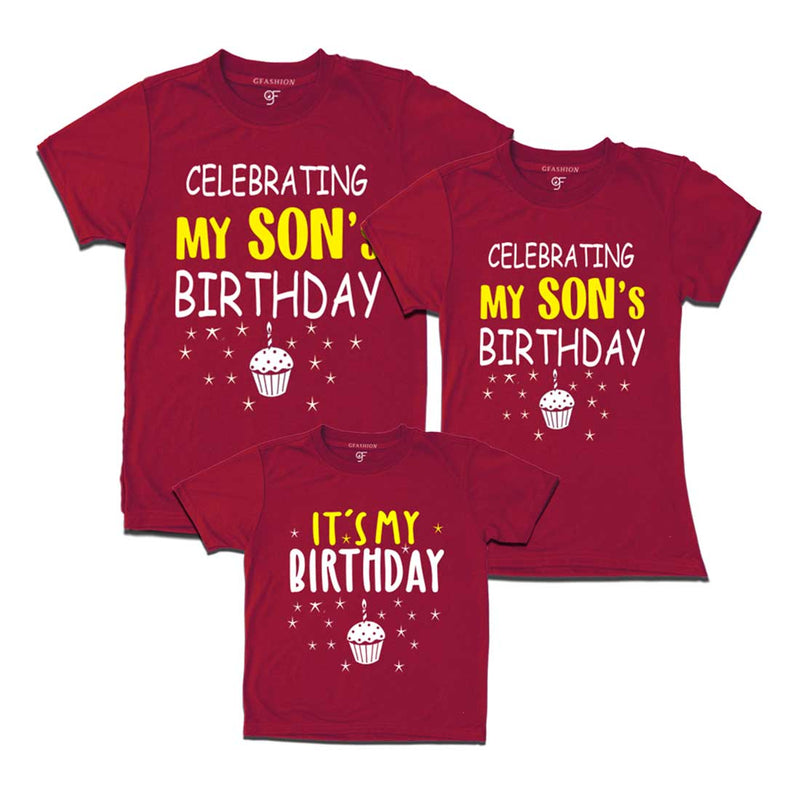 Celebrating My Son's Birthday T-shirts With Family in Maroon Color available @ gfashion.jpg