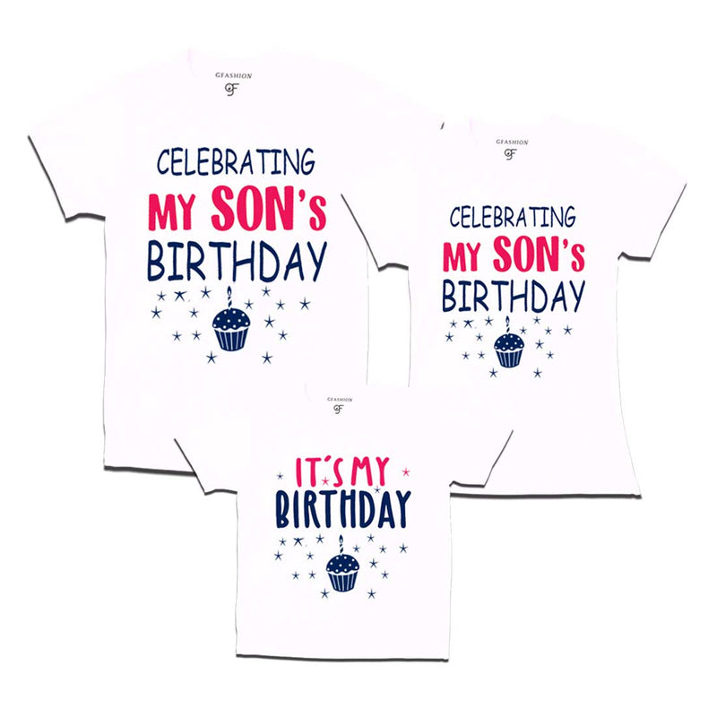 Celebrating My Son's Birthday T-shirts With Family in White Color available @ gfashion.jpg