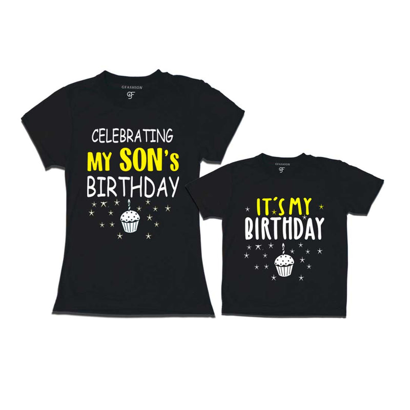 Celebrating My Son's Birthday T-shirts With Mom in Black Color available @ gfashion.jpg