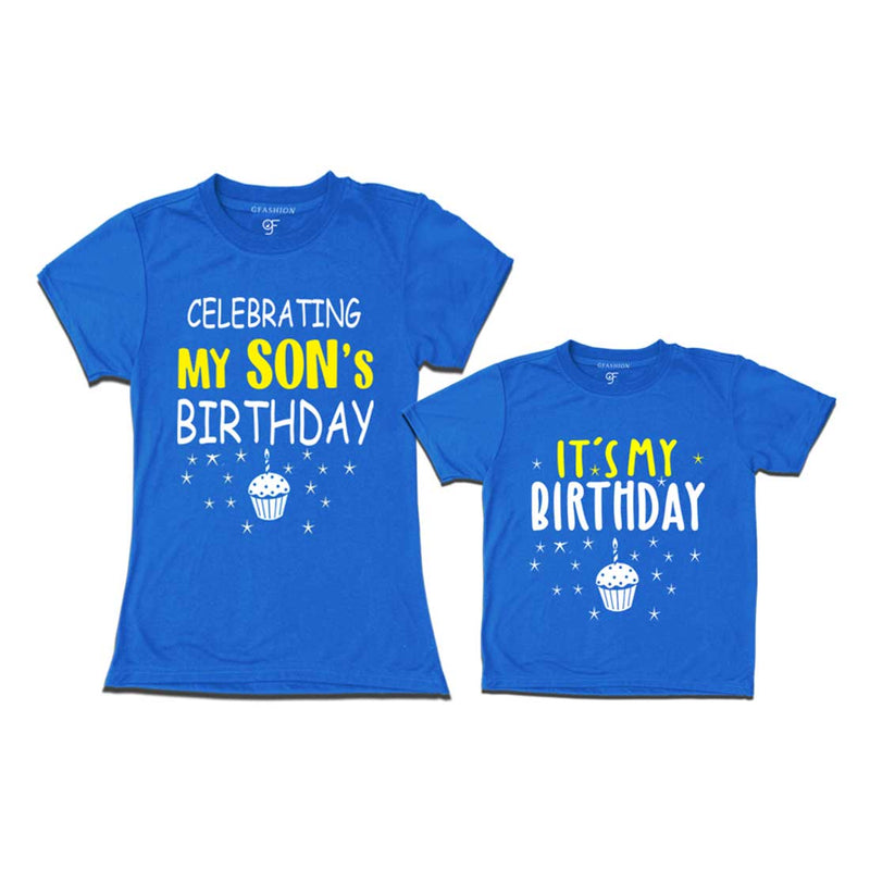Celebrating My Son's Birthday T-shirts With Mom in Blue Color available @ gfashion.jpg