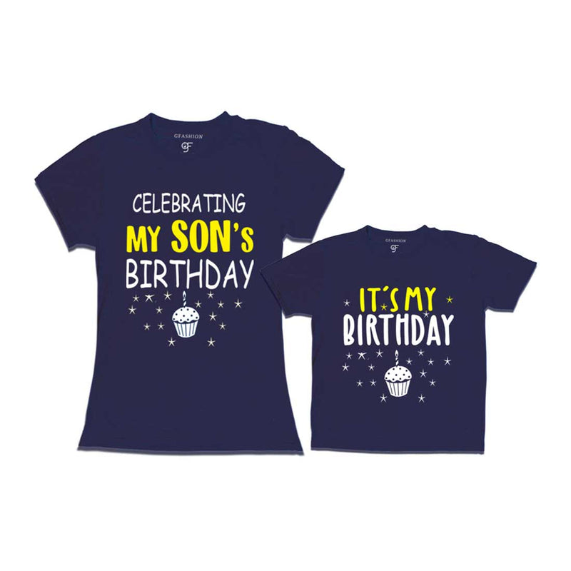 Celebrating My Son's Birthday T-shirts With Mom in Navy Color available @ gfashion.jpg