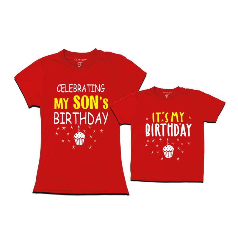 Celebrating My Son's Birthday T-shirts With Mom in Red Color available @ gfashion.jpg