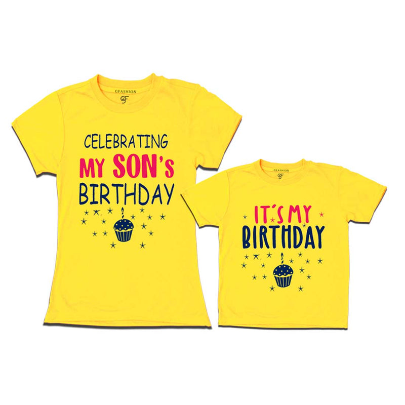 Celebrating My Son's Birthday T-shirts With Mom in Yellow Color available @ gfashion.jpg