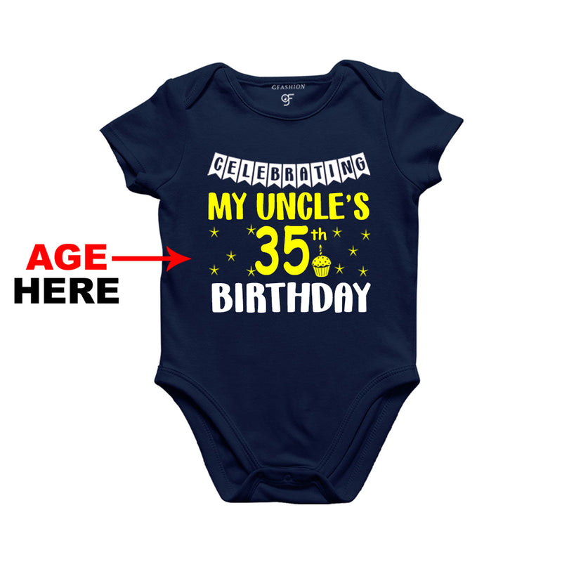 Celebrating My Uncle's Birthday Age Customized Onesie or Bodysuit or Rompers in Navy Color available @ gfashion.jpg