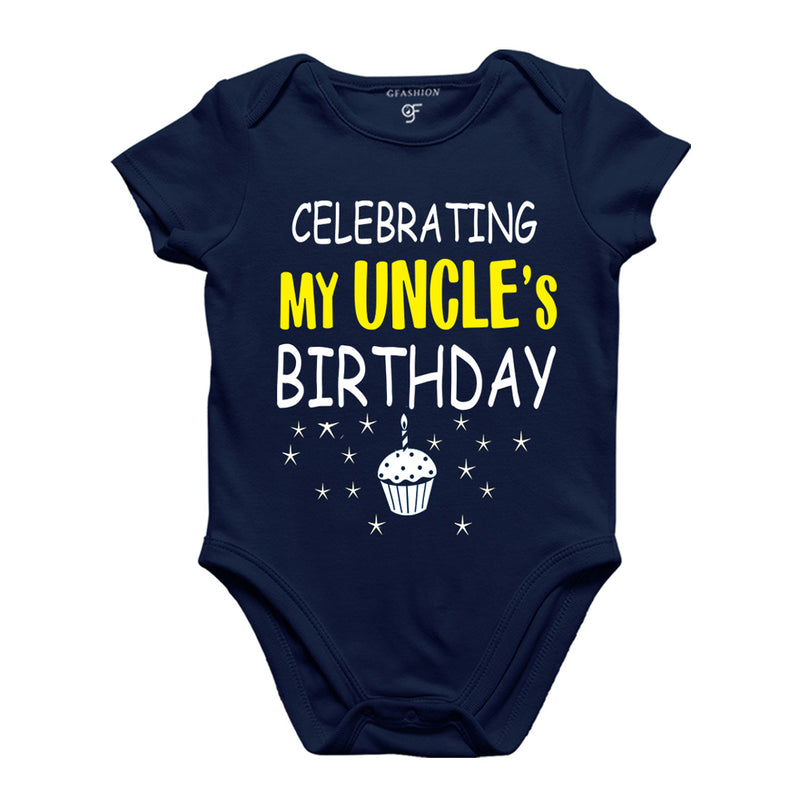 Celebrating My Uncle's Birthday Bodysuit or Rompers in Navy Color available @ gfashion.jpg