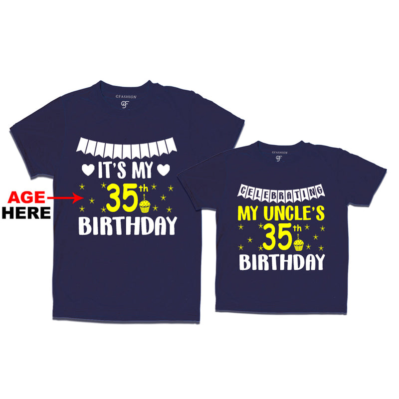 Celebrating My Uncle's Birthday T-shirts with Age Customized in Navy Color available @ gfashion.jpg