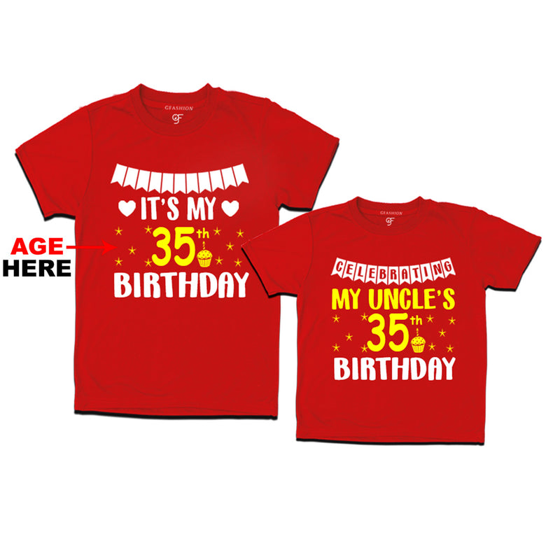 Celebrating My Uncle's Birthday T-shirts with Age Customized in Red Color available @ gfashion.jpg