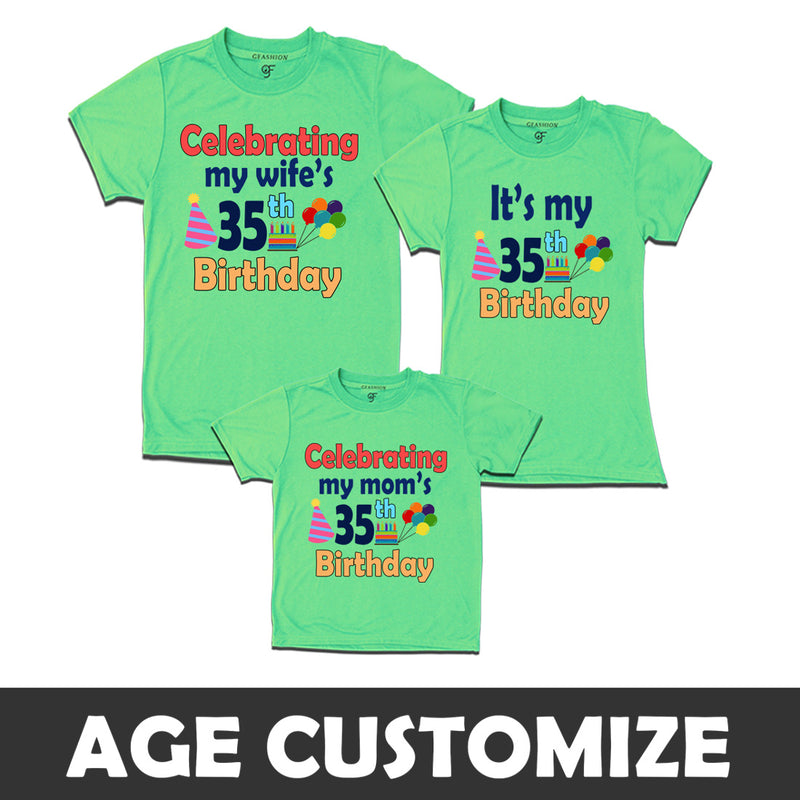 Celebrating My Wife's Birthday-Age Customized T-shirts With Family in Pista Green Color available @ gfashion.jpg