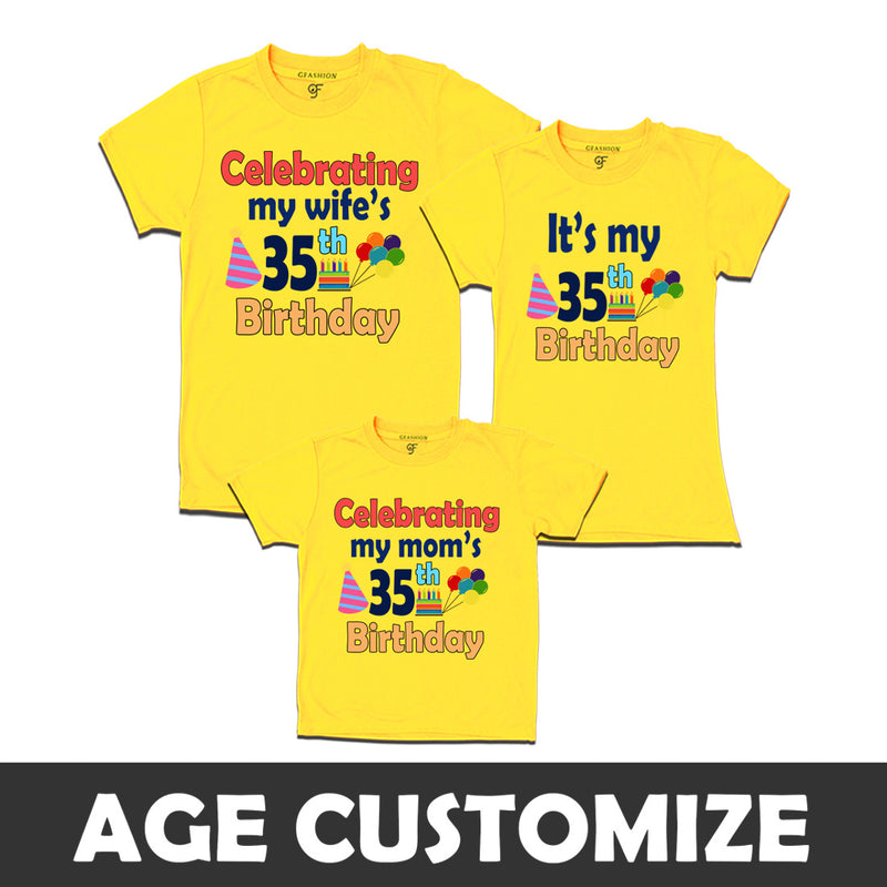 Celebrating My Wife's Birthday-Age Customized T-shirts With Family in Yellow Color available @ gfashion.jpg