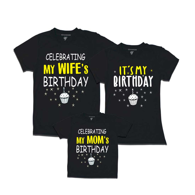 Celebrating My Wife's Birthday Family T-shirts in Black Color available @ gfashion.jpg