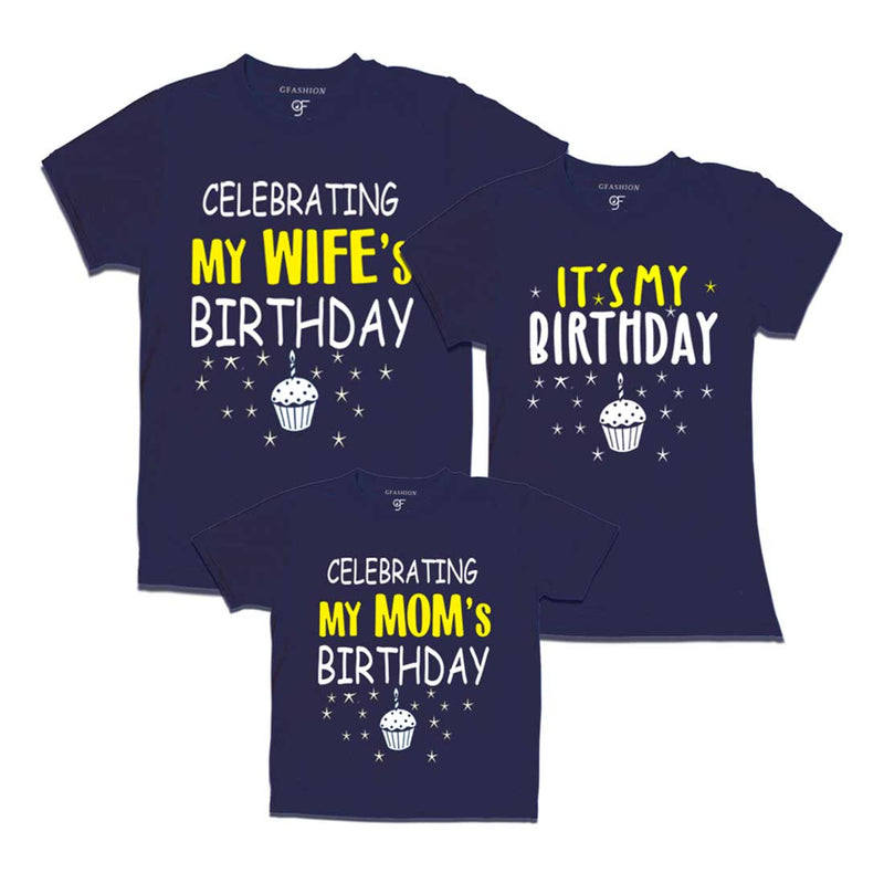 Celebrating My Wife's Birthday Family T-shirts in Navy Color available @ gfashion.jpg
