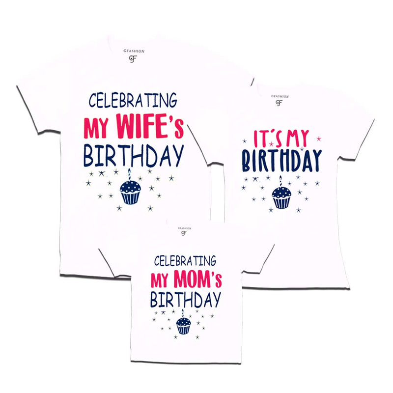 Celebrating My Wife's Birthday Family T-shirts in White Color available @ gfashion.jpg