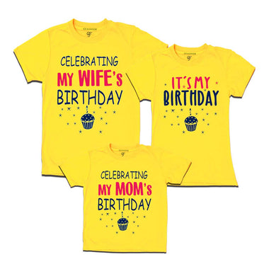 Celebrating My Wife's Birthday Family T-shirts in Yellow Color available @ gfashion.jpg