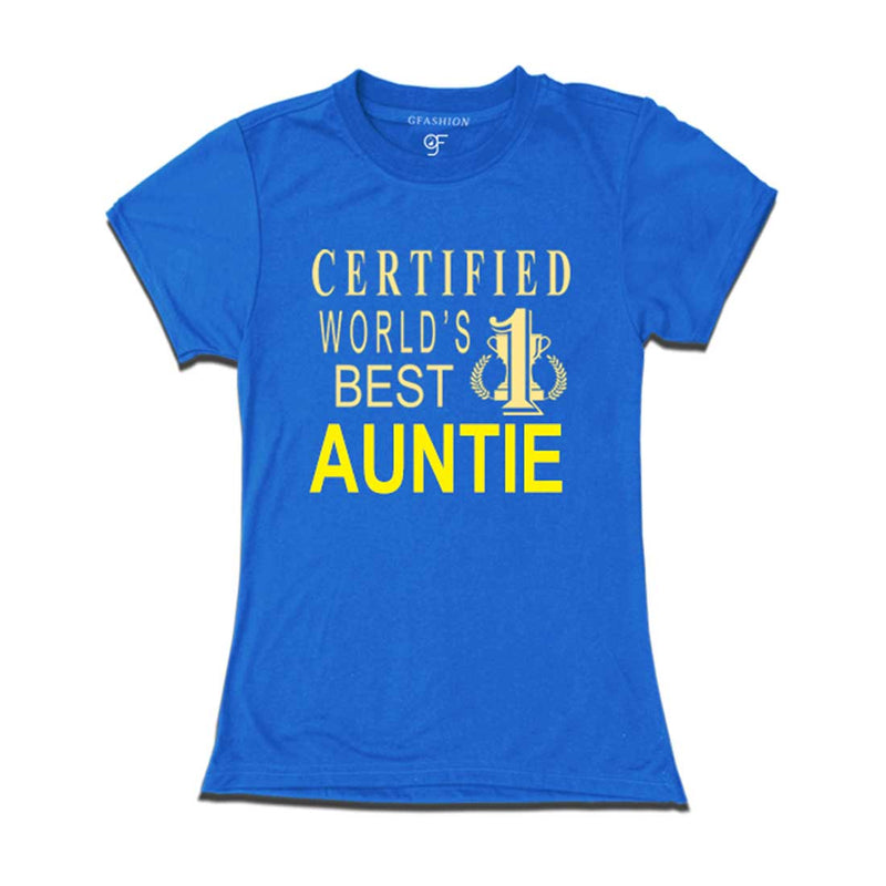 Certified World's Best Auntie T-shirts-Blue-gfashion