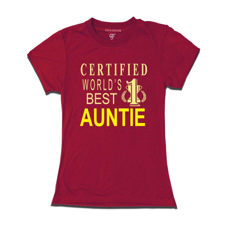 Certified World's Best Auntie T-shirts-Maroon-gfashion