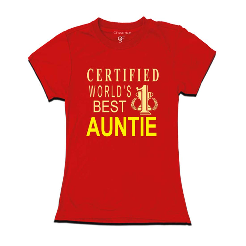 Certified World's Best Auntie T-shirts-Red-gfashion