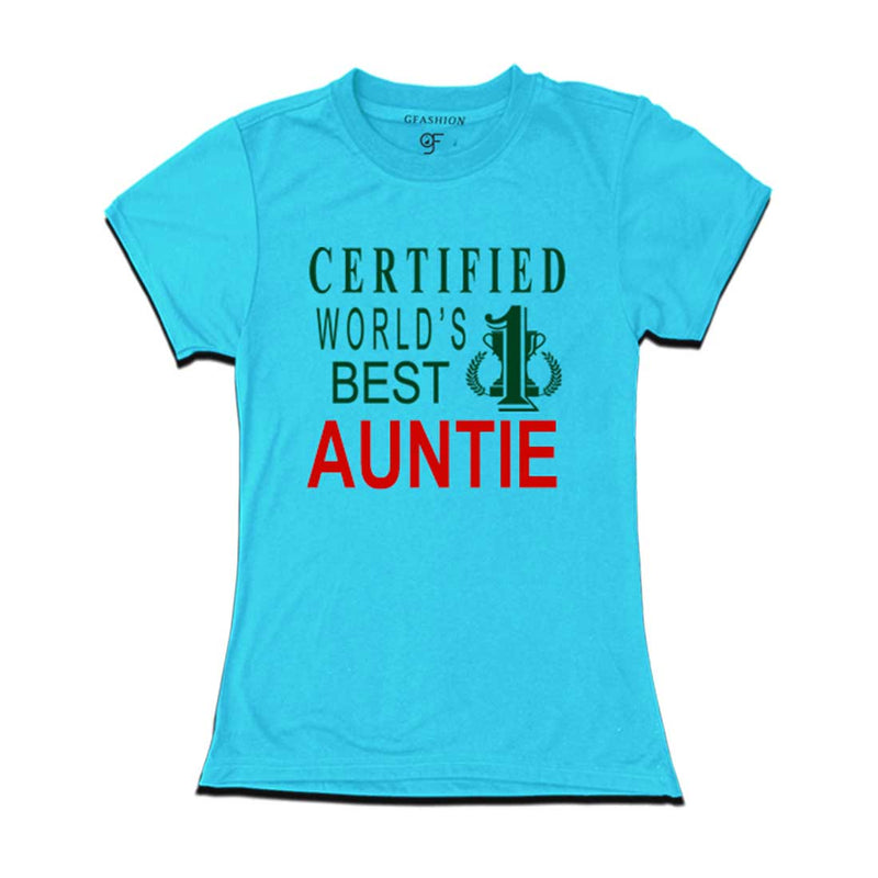 Certified World's Best Auntie T-shirts-Sky Blue-gfashion