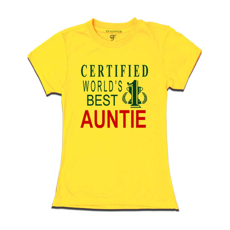 Certified World's Best Auntie T-shirts-Yellow-gfashion
