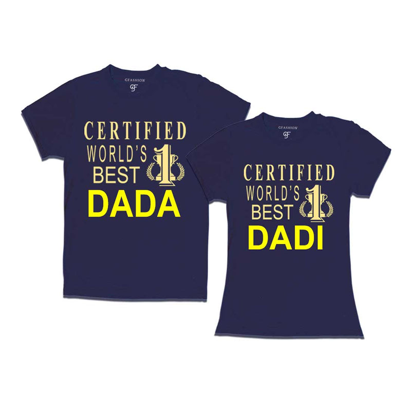 Certified World's Best Dada-Dadi T-shirts-Navy-gfashion