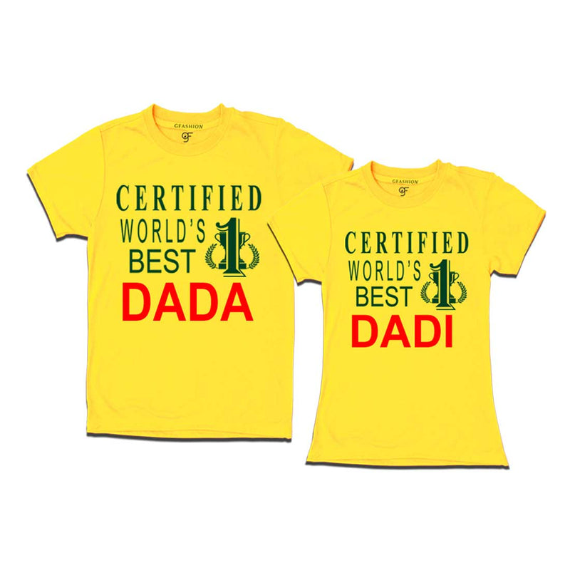 Certified World's Best Dada-Dadi T-shirts-Yellow-gfashion