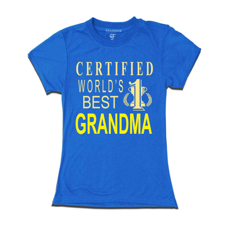 Certified World's Best Grandma- T-shirt-Blue-gfashion