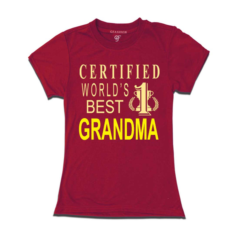 Certified World's Best Grandma- T-shirt-Maroon-gfashion