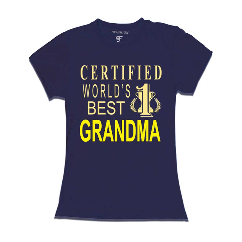 Certified World's Best Grandma- T-shirt-Navy-gfashion