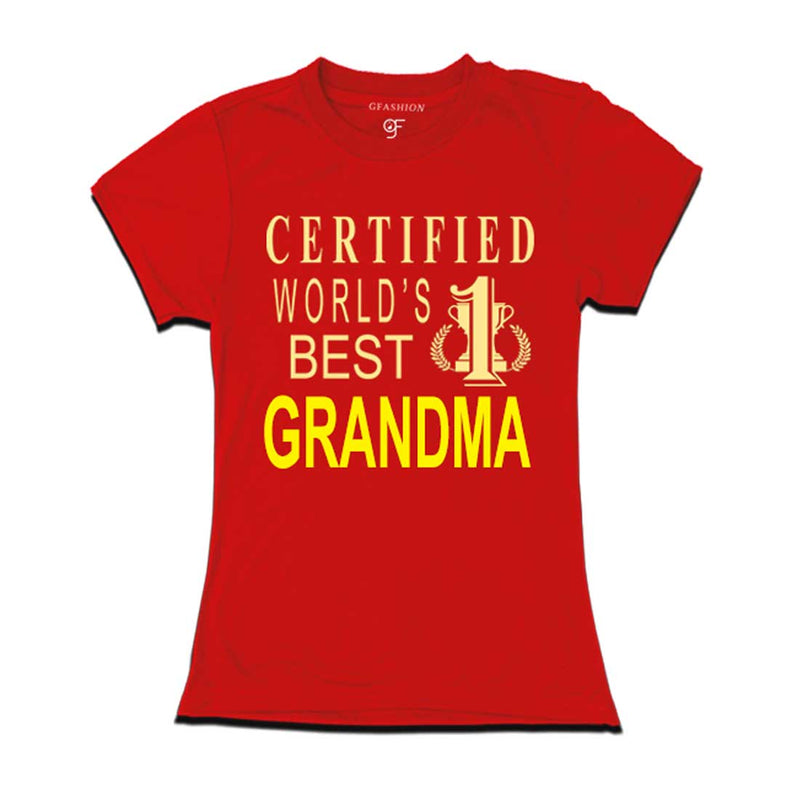 Certified World's Best Grandma- T-shirt-Red-gfashion