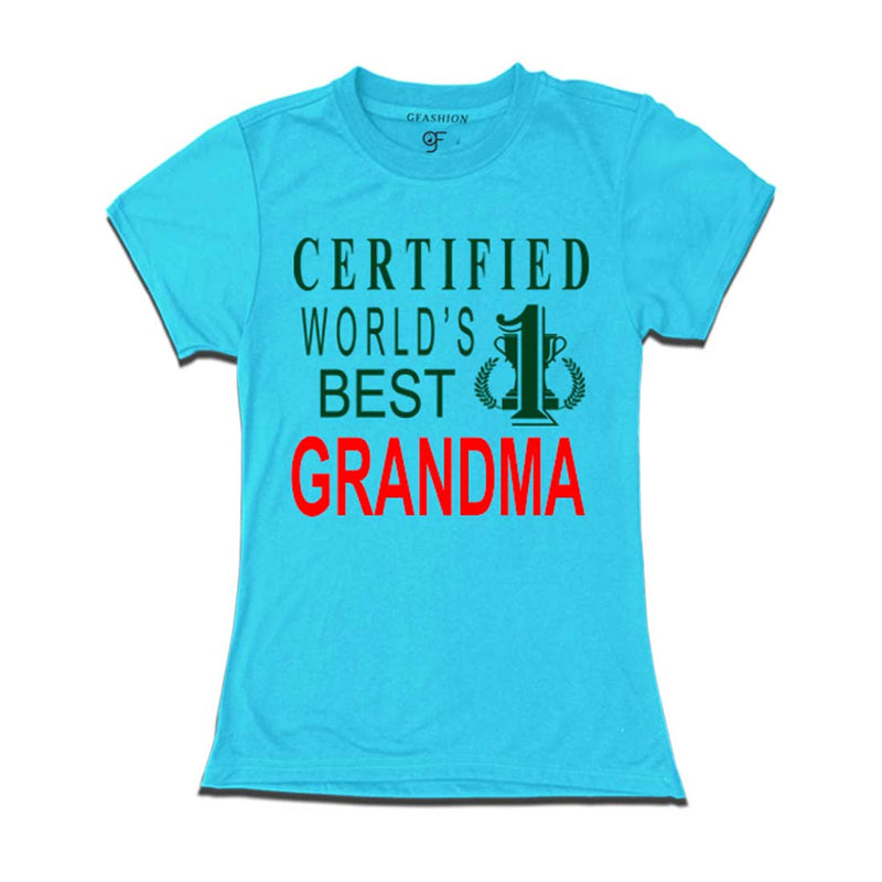 Certified World's Best Grandma- T-shirt-Sky Blue-gfashion