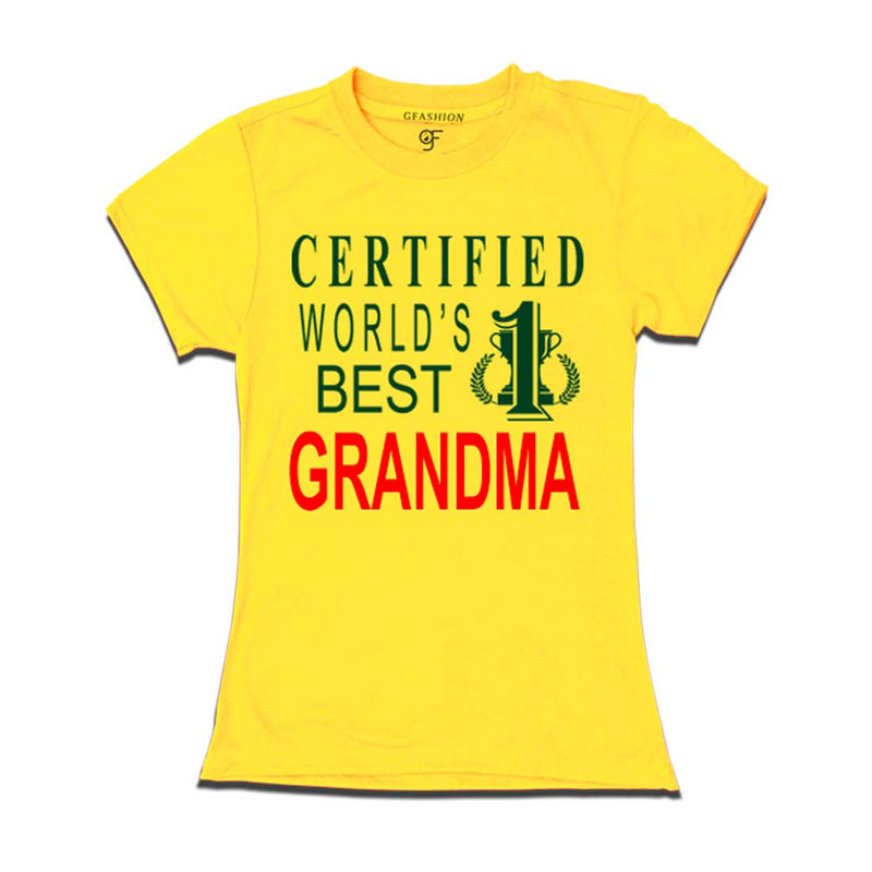 Certified World's Best Grandma- T-shirt-Yellow-gfashion