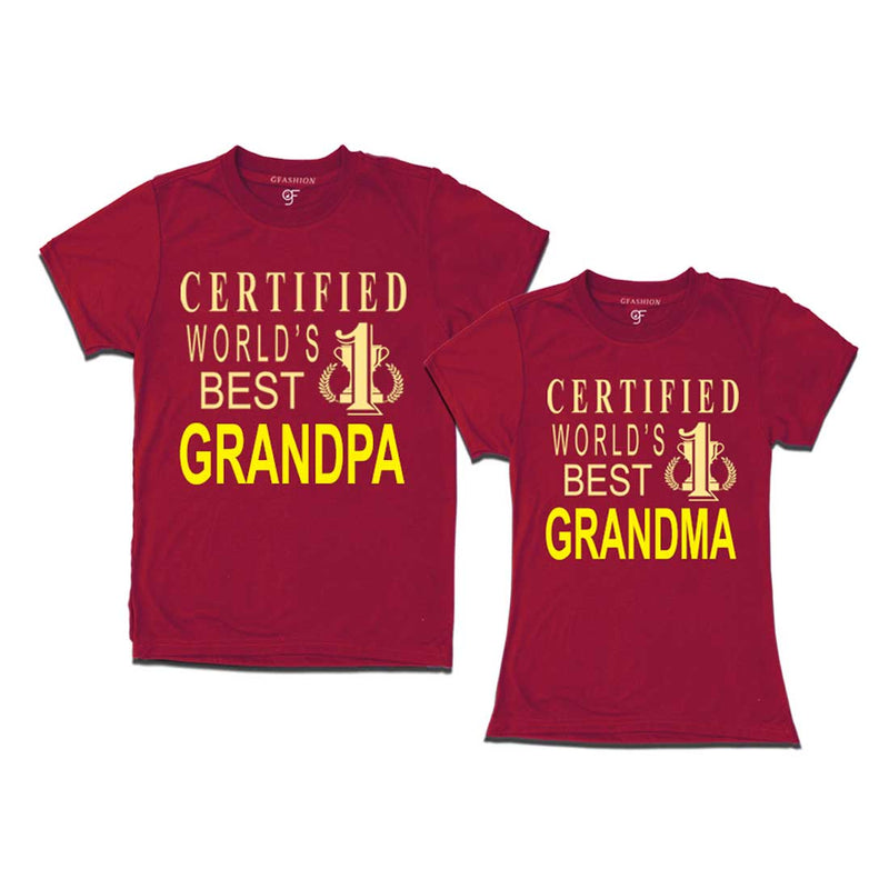 Certified World's Best Grandma Grandpa T-shirts