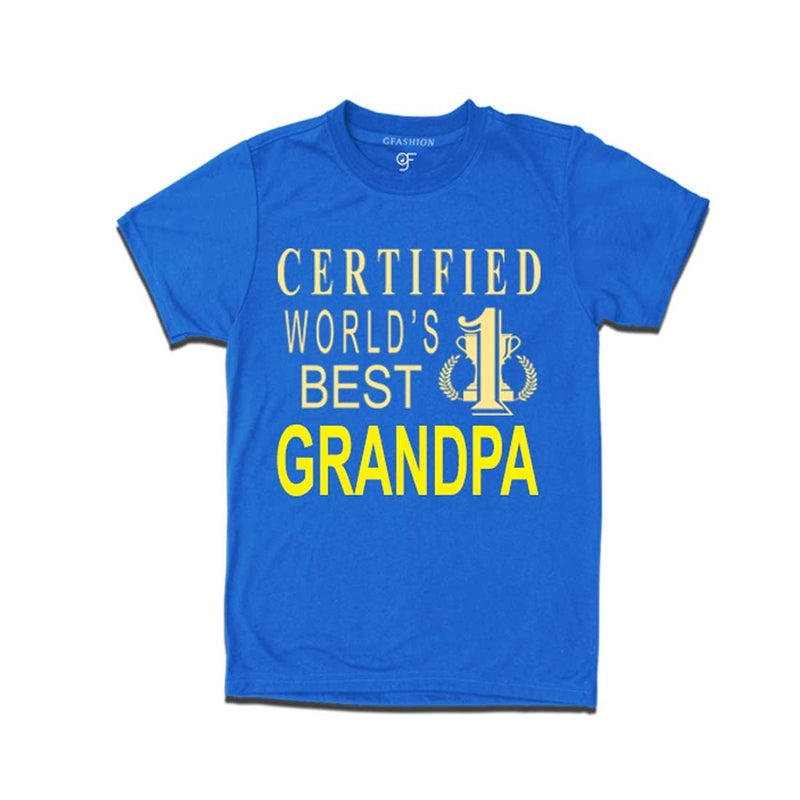 Certified World's Best Grandpa- T-shirt-Blue-gfashion