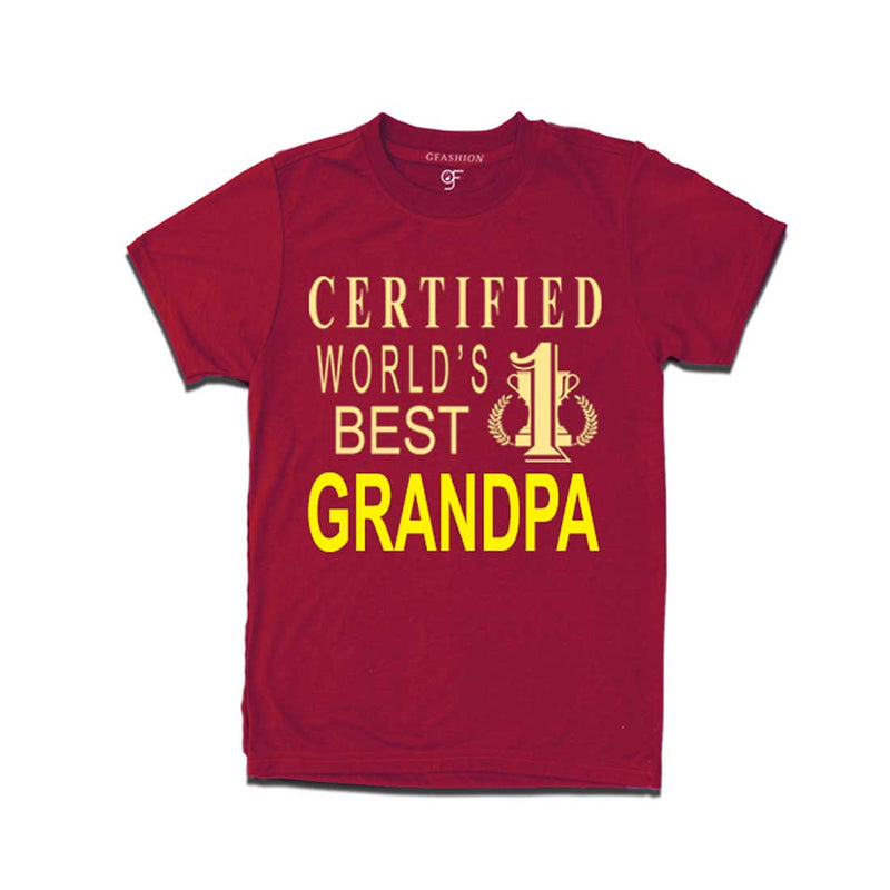 Certified World's Best Grandpa- T-shirt-Maroon-gfashion