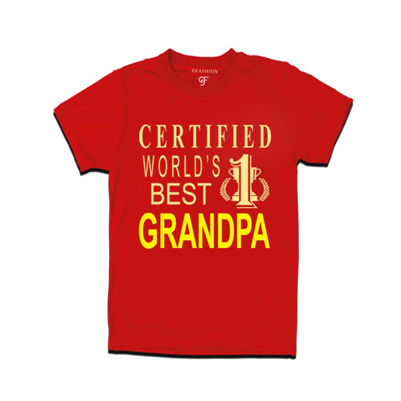 Certified World's Best Grandpa- T-shirt-Red-gfashion