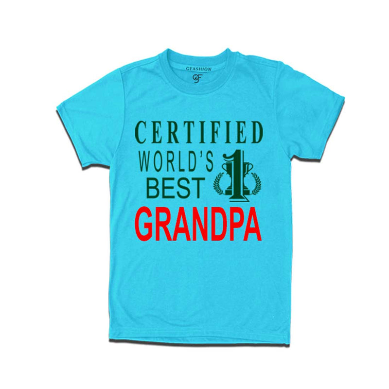 Certified World's Best Grandpa- T-shirt-Sky Blue-gfashion