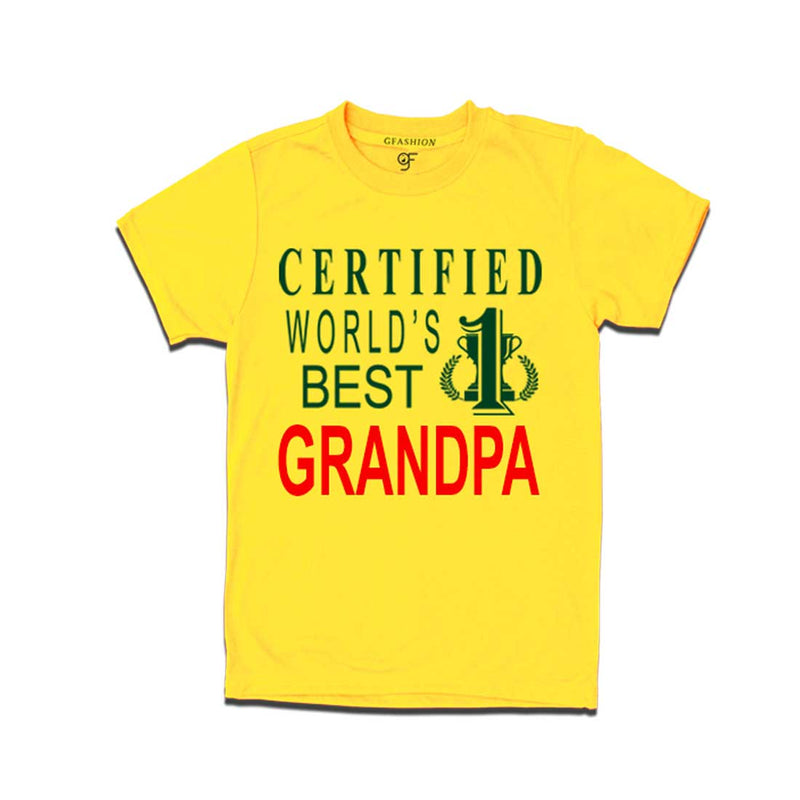 Certified World's Best Grandpa- T-shirt-Yellow-gfashion