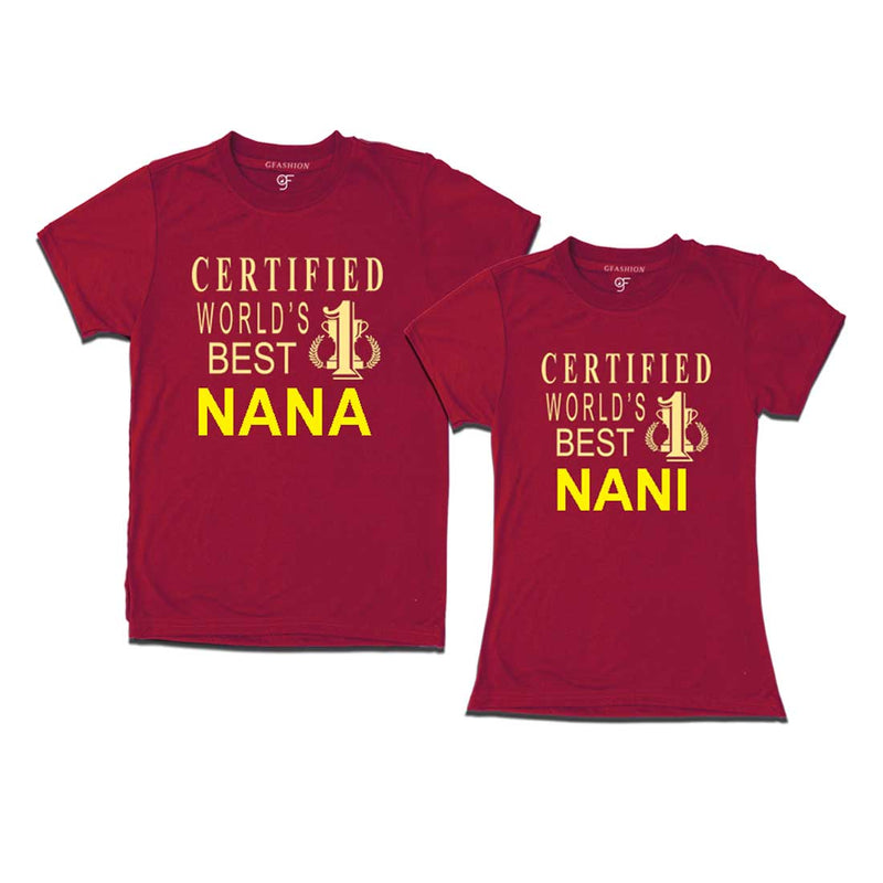 Certified World's Best Nana-Nani T-shirts-Maroon-gfashion