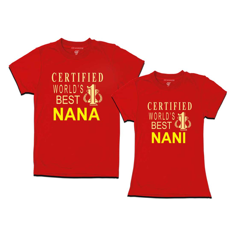 Certified World's Best Nana-Nani T-shirts-Red-gfashion