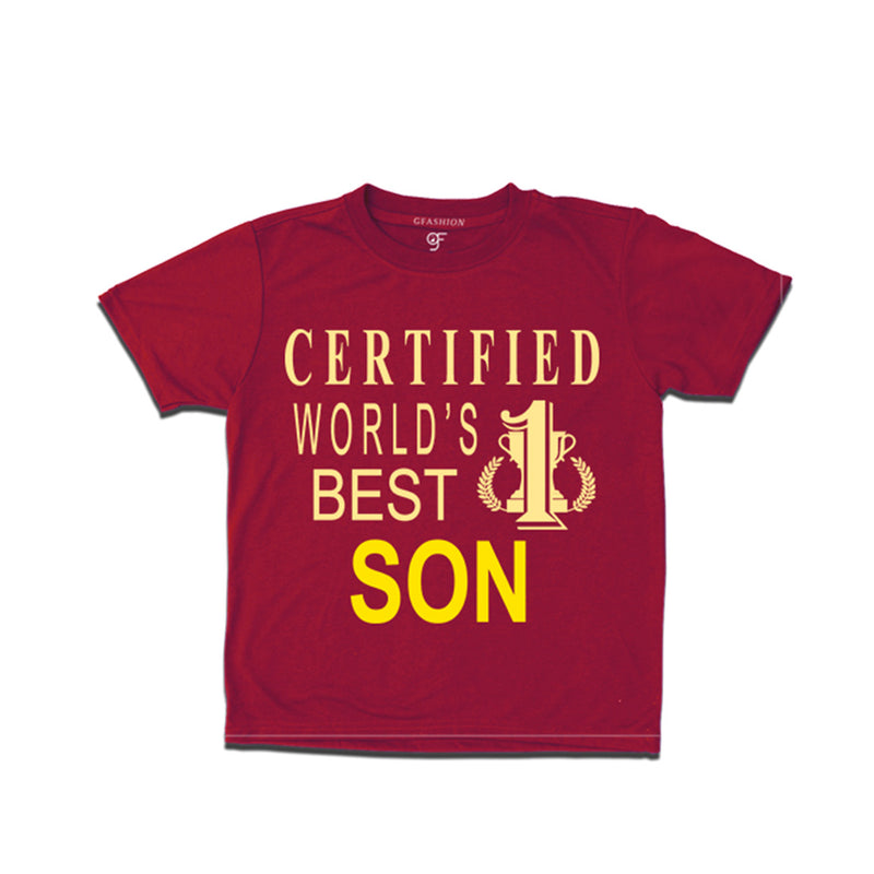 Certified World's Best Son T-shirts-Maroon-gfashion