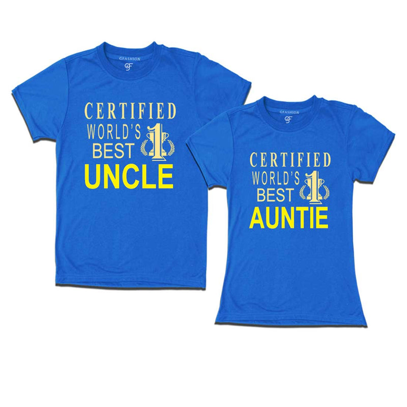 Certified World's Best Uncle-Auntie T-shirts-Blue-gfashion