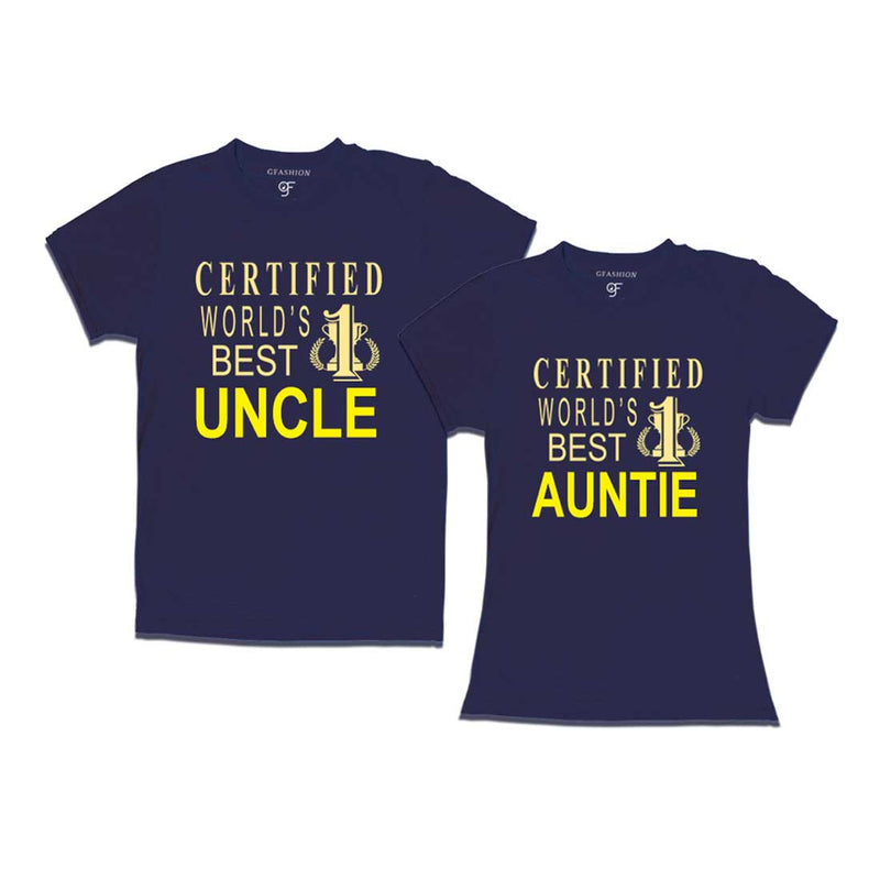 Certified World's Best Uncle-Auntie T-shirts-Navy-gfashion