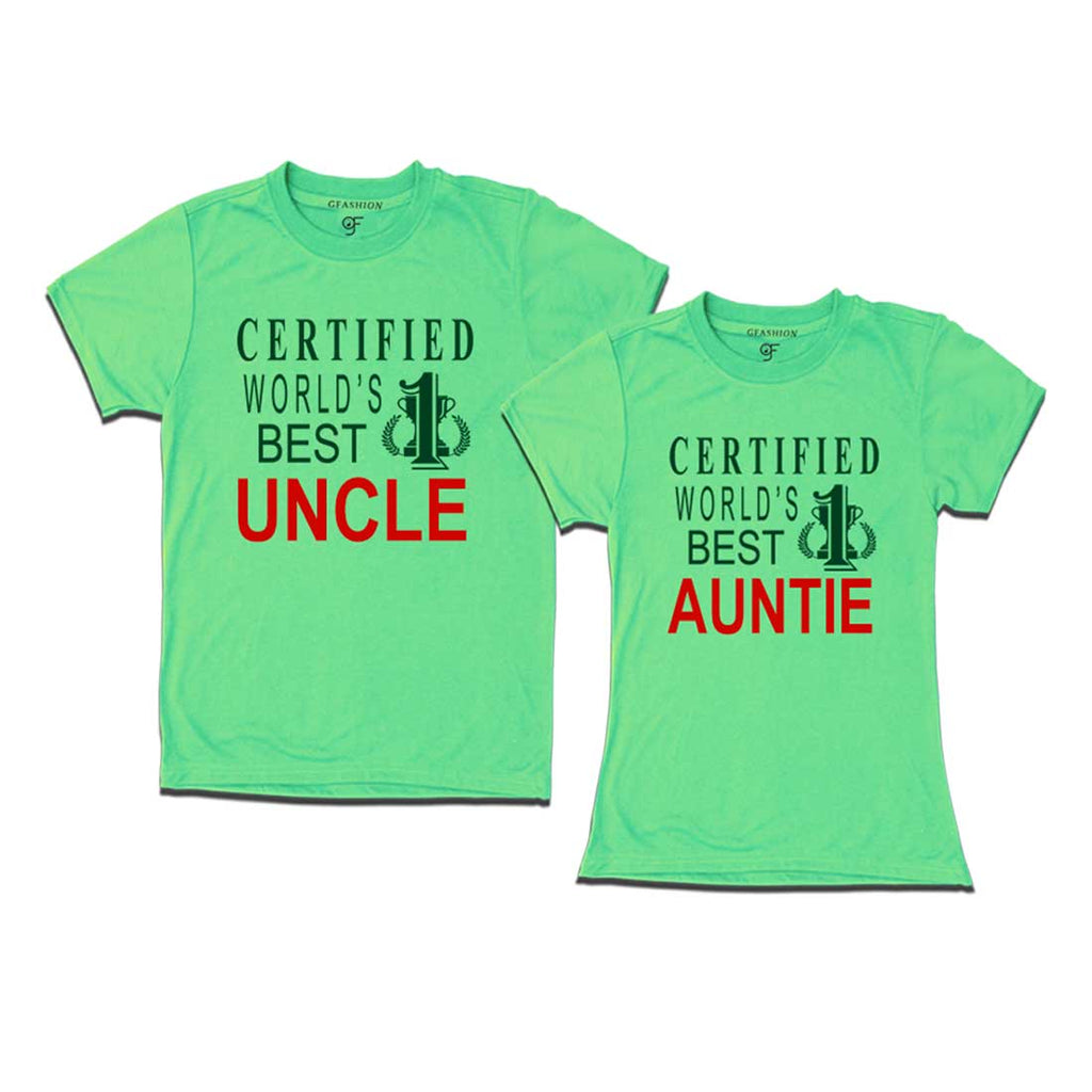 Certified World's Best Uncle-Auntie T-shirts-Pista Green-gfashion