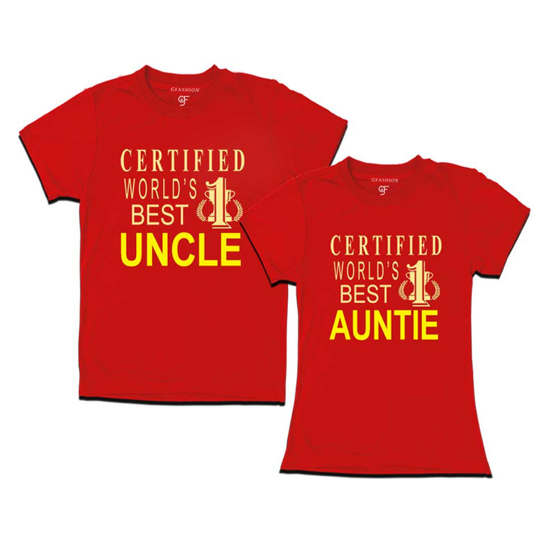 Certified World's Best Uncle-Auntie T-shirts-Red-gfashion