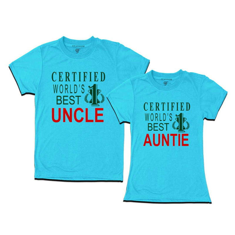 Certified World's Best Uncle-Auntie T-shirts-Sky Blue-gfashion